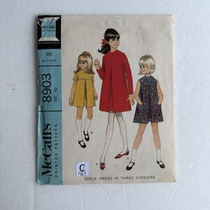 Vtg 60s McCalls 8903 Sewing Pattern Girls Dress Inverted Center Pleat Yoke Sz 10